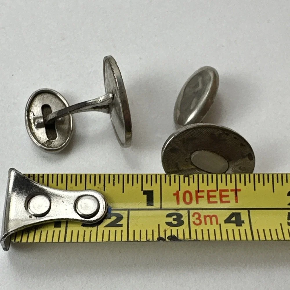Vintage Cufflinks Mens Accessory Metal Floral Flowers & Mother of Pearl